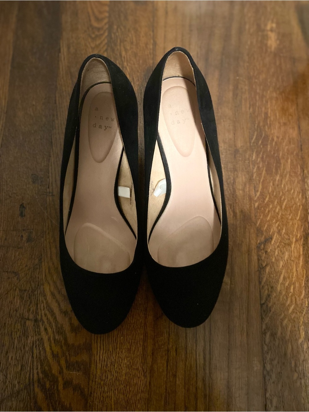 a new day Black Suede Round-Toe Heels